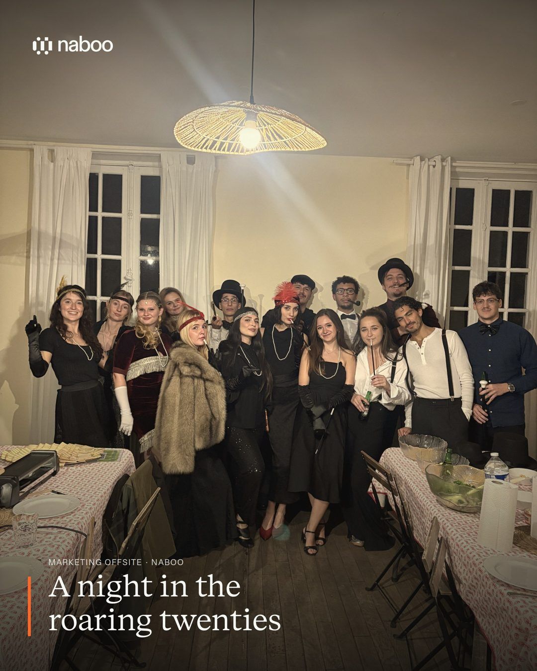 The Naboo marketing team in 1920s costume at the start of the murder mystery evening