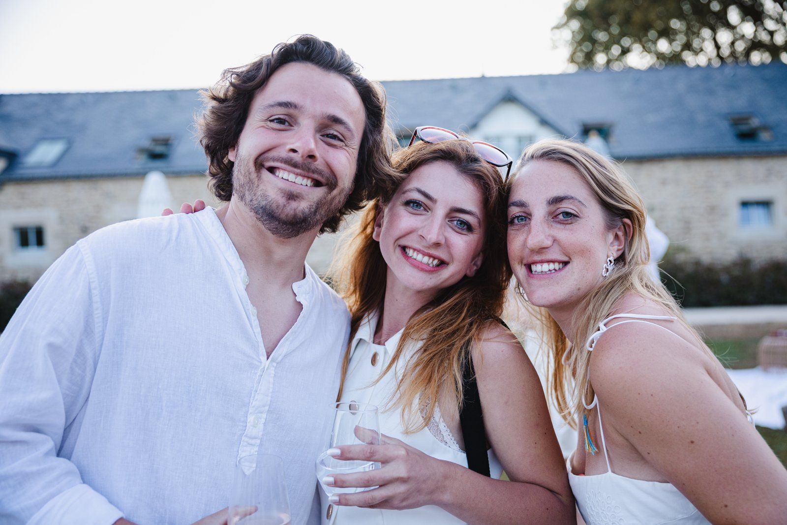 Naboo team dressed all in white at the Soiree Blanche evening of the Naboo team seminar, July 2025
